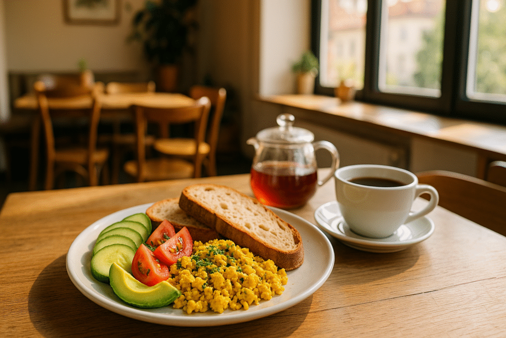 Kolorowe wegańskie śniadanie w kawiarni Przesada w Krakowie